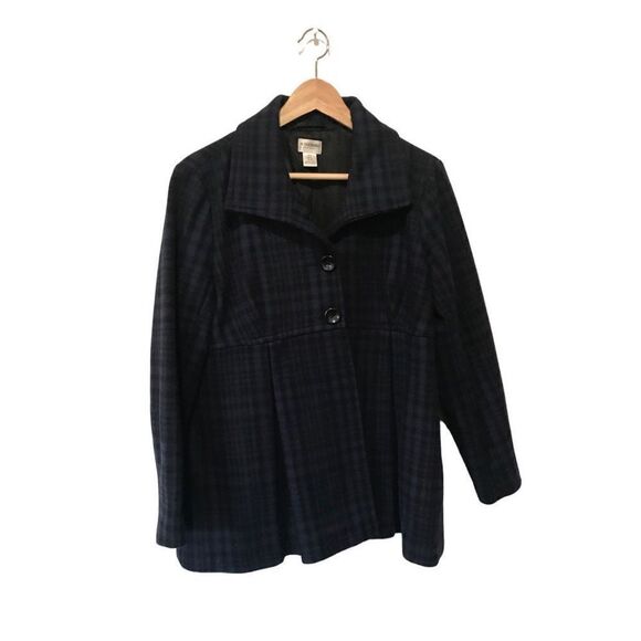 Motherhood Maternity Wool Blend Blue Black Plaid Peacoat Small - Picture 1 of 14